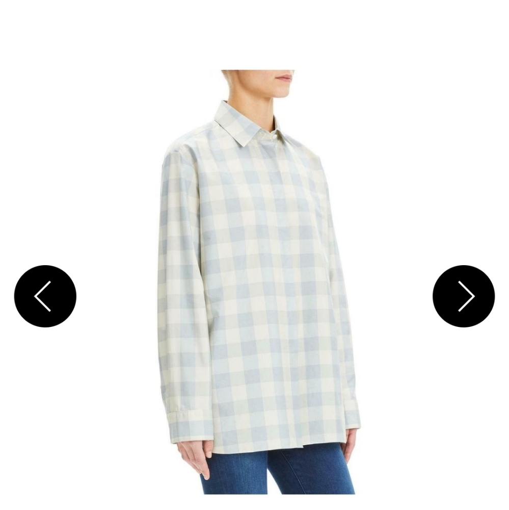 Theory P blue and white fuji check button down - Picture 9 of 9